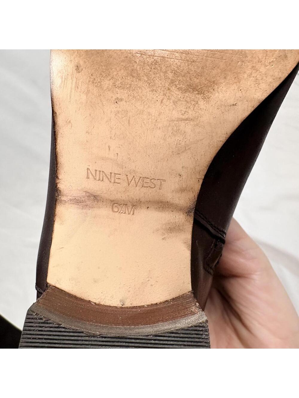 Nine West Oreyan Genuine Leather Knee High Brown Boots Gold Button Details 6.5 - Picture 6 of 9